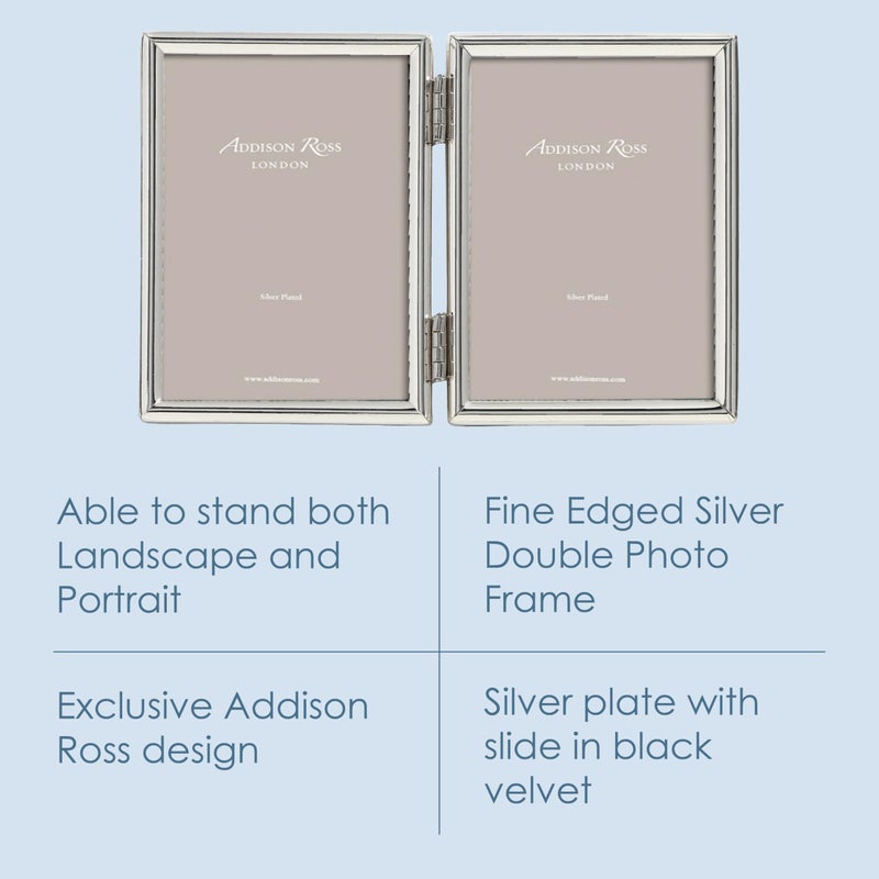 Addison Ross, Essentials Photo Frame, Silver Plate Double, 2 x 3 Inches - Image 2